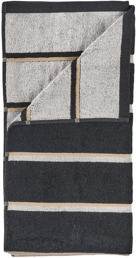 Zone Denmark Sauna Handdoek 100 x 50 cm Black/Soft Grey/Camel