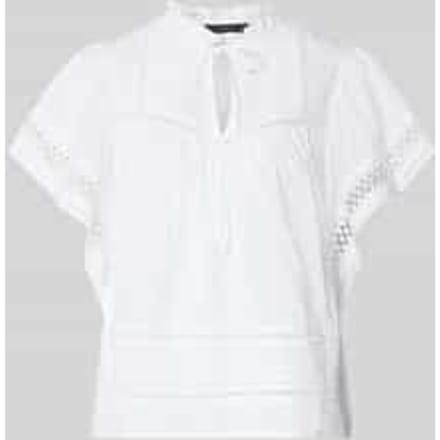 regular fit blouse met vetersluiting en ajourwerk