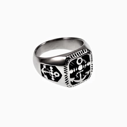 Zegelring Heren - Anker Ontwerp - Stalen Zilver Kleur - Ring met Ankers