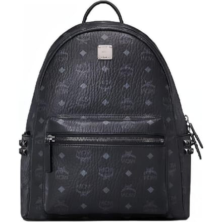 MCM Stark Visetos Monogramme Clouté Toile Enduite PVC Sac à Dos Sacs à Dos Unisexe Noir MMKAAVE32BK001 Basic Set (Bag+Dust Bag)