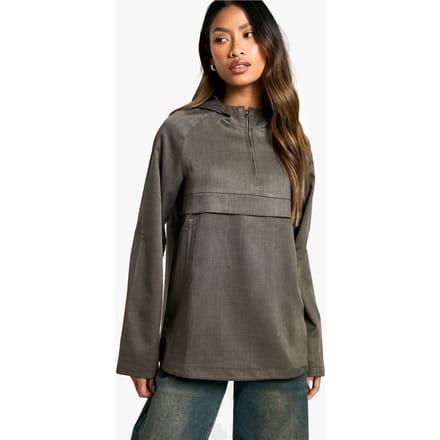 boohoo Dames Geweven Trainingspak Top | Houtskool | Maat: 34