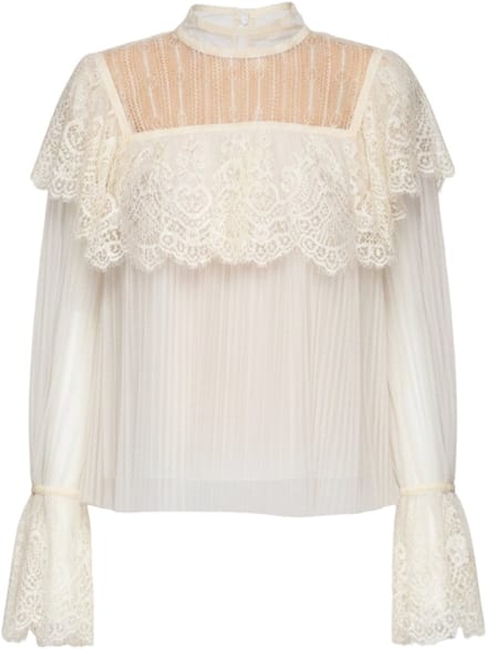 OMBRE Blouse - Loose Fit - Lange Mouw - Knopen Ecru S