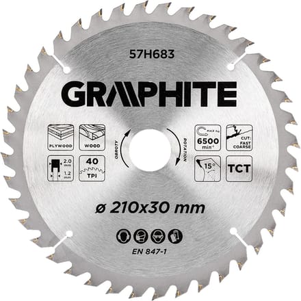 GRAPHITE 57H683 - Cirkelzaagblad - 210 mm - 40 Tanden - Fast Cut