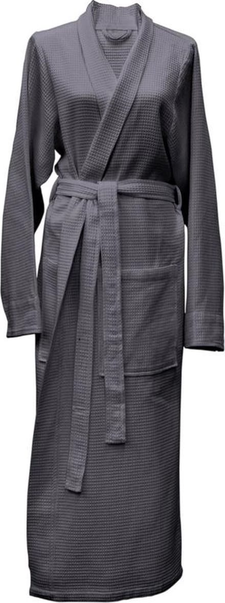 Heckett & Lane luxe waffelstructuur katoen badjas - s - antraciet