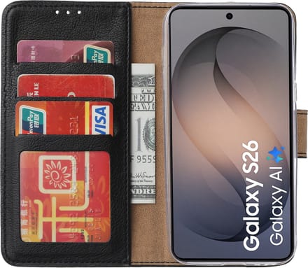 Hoesje Geschikt voor Samsung Galaxy S26 – Arara bookcase met pasjeshouder - Zwart
