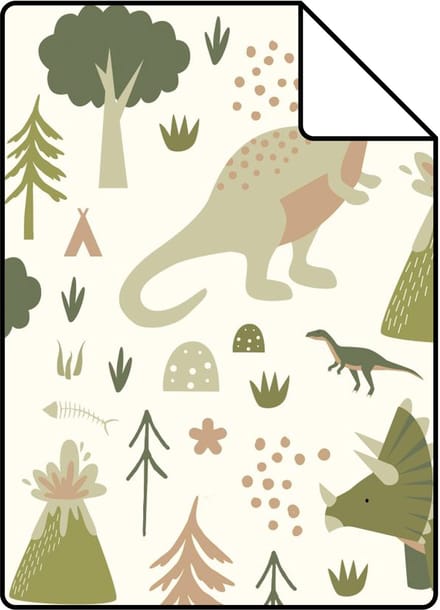 Proefstaal ESTAhome behang dinosaurussen groen - 26.5 x 21 cm - 131356-S