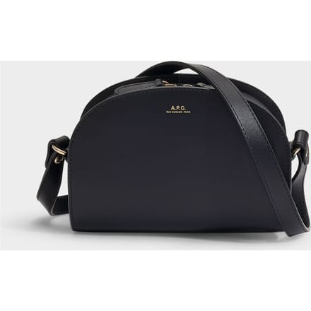 Zwart Demi-Lune Mini-tasje van glad kalfsleer
