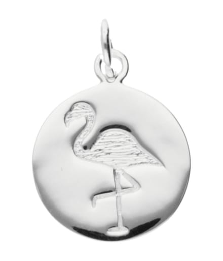 Zilveren Flamingo rond kettinghanger
