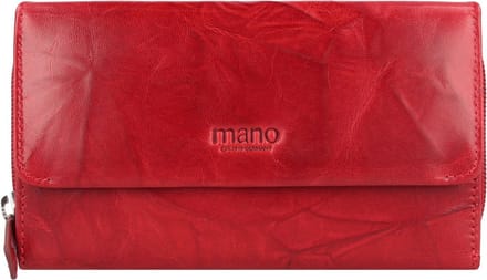 mano Donna Aurona Portemonnee RFID Leer 18 cm - Dames - Horizontaal - rot