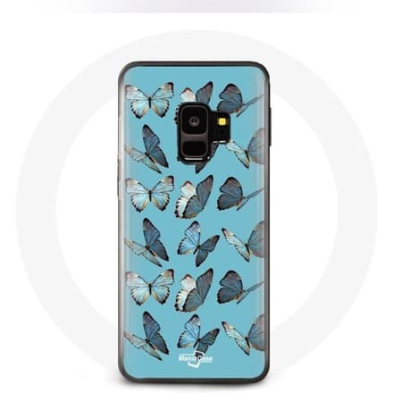Coque - Samsung - Galaxy S9 - Papillons - Souple - Protection Synthétique bleu