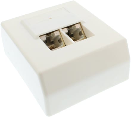 InLine® Cat.5e aansluitdoos, opbouw 2x RJ45 female, RAL 9010, wit