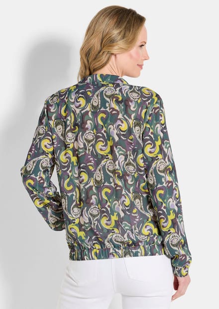 Blouson van pure viscose - groen / gedess. - Gr. 20 van Goldner Fashion