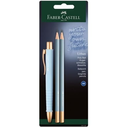 Faber-Castell schrijfset POLY BALL URBAN, lichtblauw, 1 balpen + 2 potloden