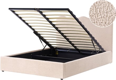 NANTERRE - Bed met opbergruimte - Beige - 140 x 200 cm - Bouclé