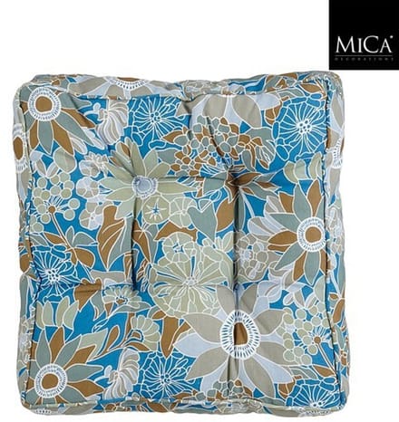 Mica Decorations Fleur Matras kussen - 47 x 47 x 10cm - Blauw