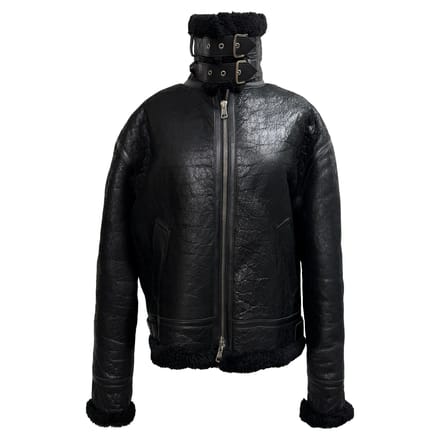 Balenciaga gekreukelde jas met shear-lined in zwart lamsleer
