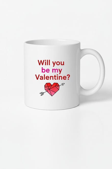 Valentijn Mok 'Will You Be My Valentine?' - Romantisch Cadeau Met Hart & Pijl Design