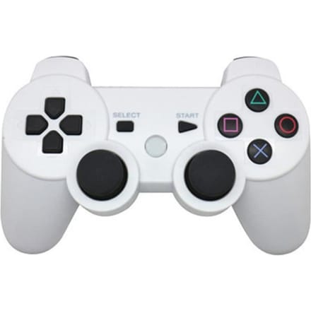 BLANC Manette bluetooth sans fil Double choc Double vibration pour PS3