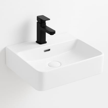 LINEA UNO - Skruv 50 - Glans wit - Waskom - - Keramiek - Rechthoek - 251087