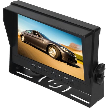 Moniteur de rétroviseur IPS HD Vue Complète 2 Entrées Vidéo Conception avec Pare-soleil pour Camions Moissonneuses gray