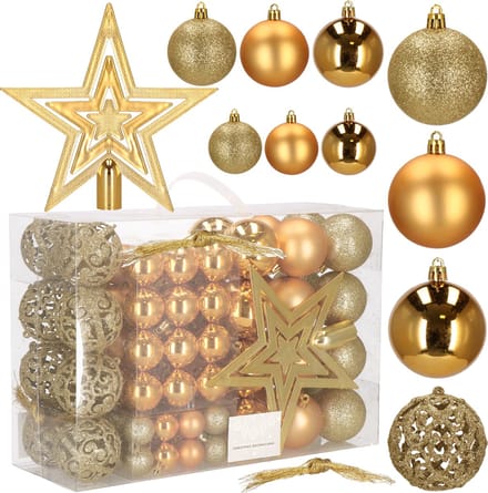 Springos Kerstballen | Kerstversiering | Onbreekbaar | 100 Stuks | Goud Tinten