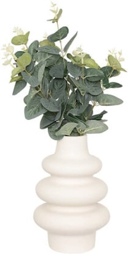 Atmosphera Kunstplant eucalyptus met keramieken vaas - 20x7x37cm - Wit