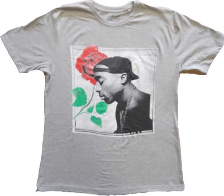Tupac - Rose Heren T-shirt - M - Grijs