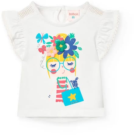 Boboli Knit T-shirt Met Korte Mouwen Wit 7 Years Meisje