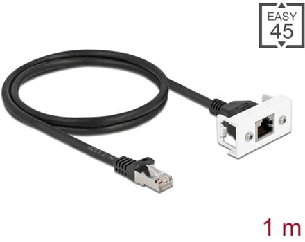 Delock Network Extension Cable for Easy 45 Module S/FTP RJ45 plug to RJ45 jack Cat.6A 1 m black