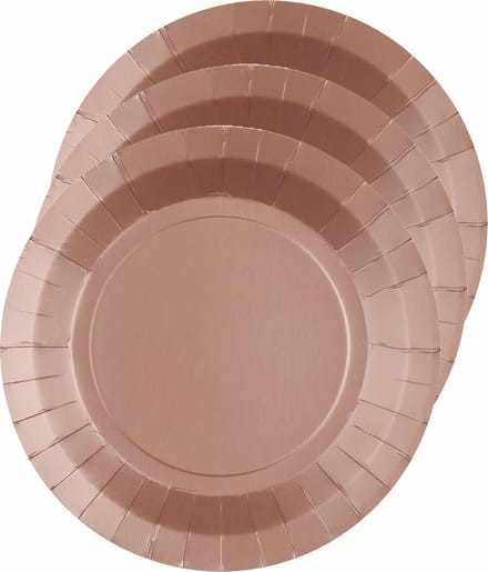 Santex Bordjes karton - 10x - rond - rose goud - 22 cm - feestbordjes