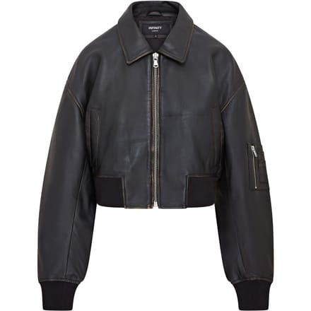 Oversized lederen MA-1 bomberjack voor dames