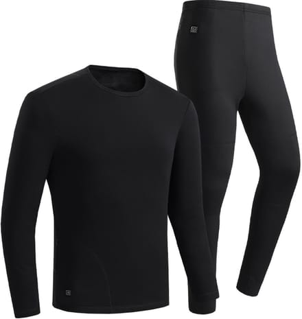 Verwarmde Onderkleding Heren - Elektrisch Verwarmd Ondergoed Set Black M