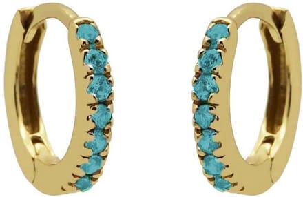 Karma Oorringen Plain Hoops Round Turquoise 13 mm Goud