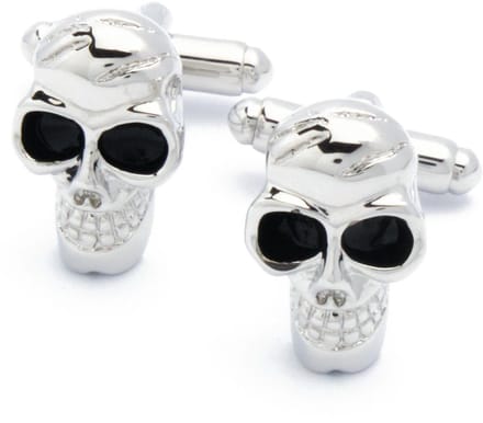 Manchetknopen - Halloween Lachende Doodskop Zilver