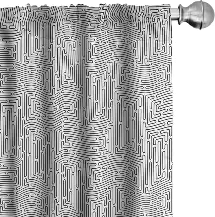 ABAKUHAUS Abstracte gordijnen – 2-delige set 75x245 cm – microvezel antraciet/wit