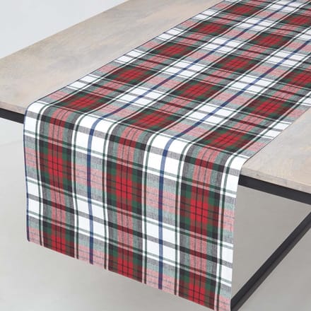 Homescapes MacDuff geruite tafelloper, 100% katoen, meerkleurig