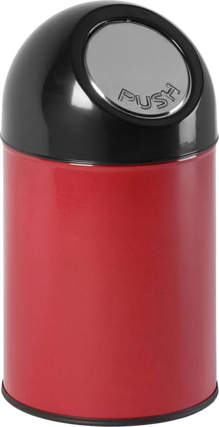 V-part - Afvalbak met pushdeksel 30 ltr - Steel Plastic - rood, zwart