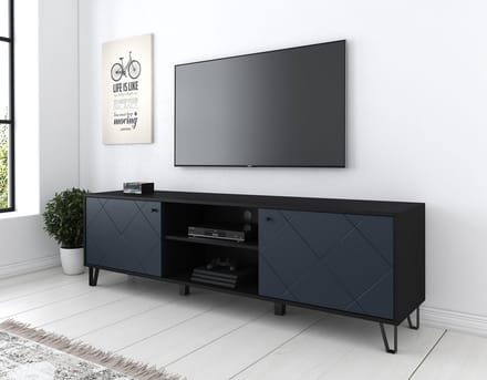 Meubella - TV-Meubel Barlo - Mat Zwart - 183 cm