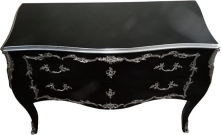 Barok commode deluxe - zwart zilver