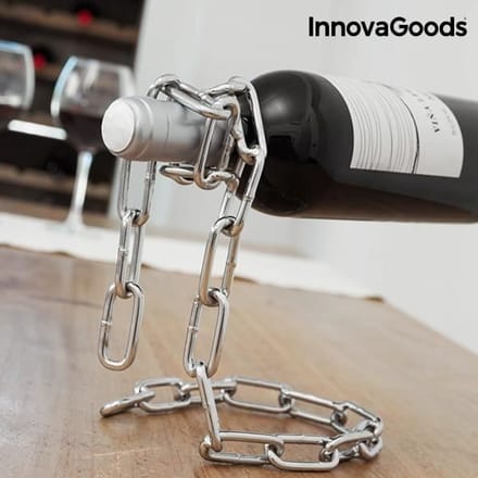 Porte Bouteille Vin Design, Décoratif et Original en forme de Chaîne Chromé Magique