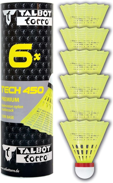 Badminton Shuttlecock Tech 450 - 6 stuks in Premium Nylon - Geel