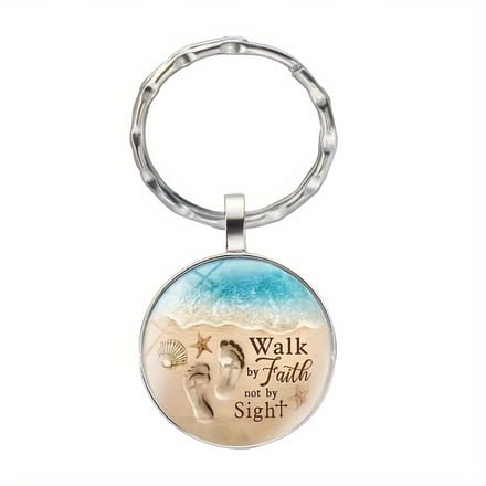 VANDAAG VERZONDEN - Sleutelhanger - Walk By Faith - Christelijk - Bijbeltekst