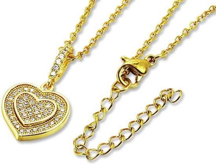 Amanto Ketting Diede - 316L Staal Goudkleurig - Hart - 16x13mm - 50cm