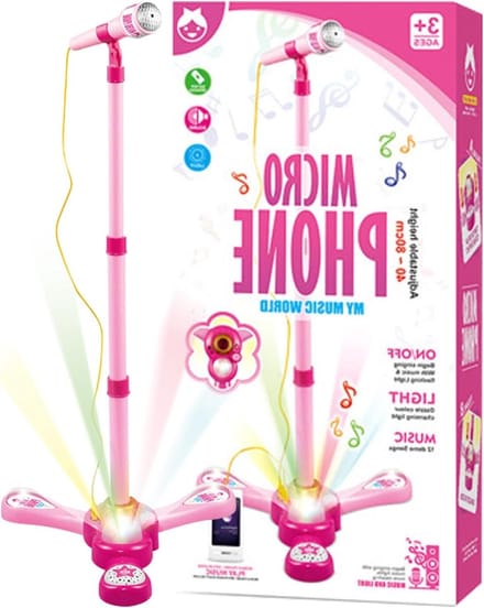 Kinder Microfoon - Zang Speelgoed - Muziek Maken - Verstelbaar Statief - 53-89 cm - Roze