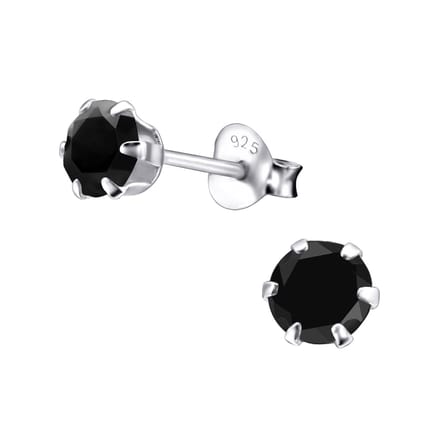 Amanto Oorbellen Elka Jet - 925 Zilver E-coating - ∅5mm