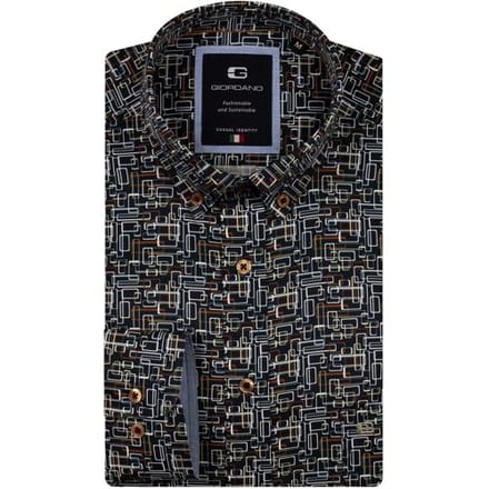 Giordano Overhemd Brando Button-Down Soft Twill Geometric Stripe Fantasy Groen-Multi / male