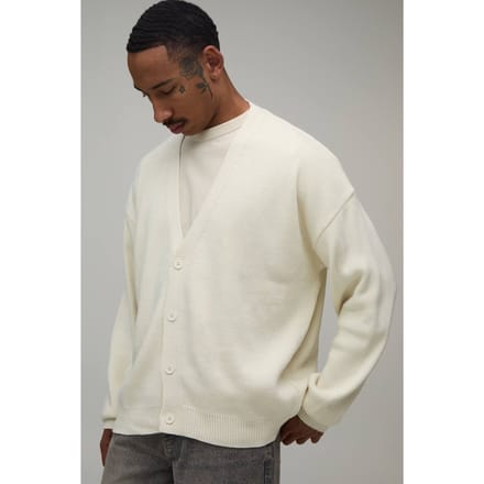 Relaxed Soft Touch Knitted Cardigan | Ecru | Size Small