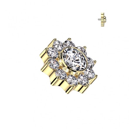 Dermal top PVD Pave Flower Top goud - LMPiercings