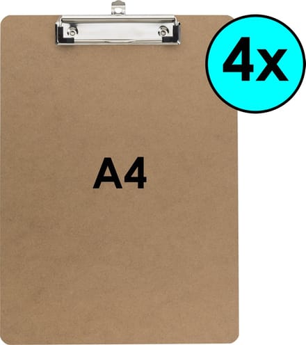 4 Klemborden - A4 - Klembord Hout - Set 4 stuks - Klemborden - Clipboard