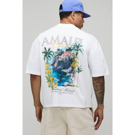 Wit Oversized Boxy T-shirt Met Amalfi Print | White | Size Medium